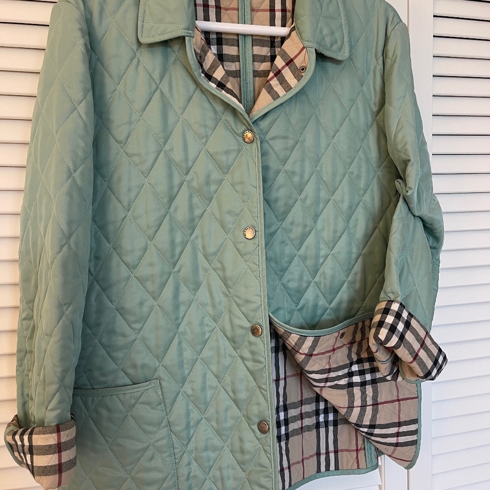 BURBERRY LONDON Diamond Quilted Jacket M Spearmint